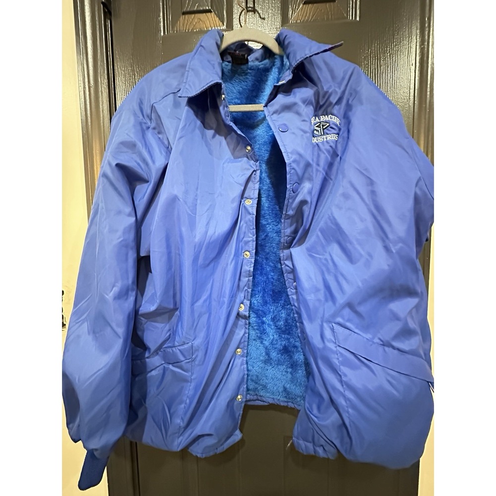 Vintage Sierra Pacific Jacket XL Made USA Blue Fleece Lined Workwear Coat 70/80s
